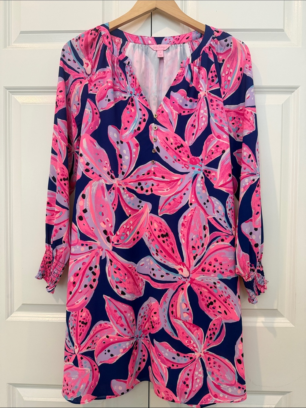 Lilly Pulitzer Long Sleeve Tunic Dress with Pink Floral Print